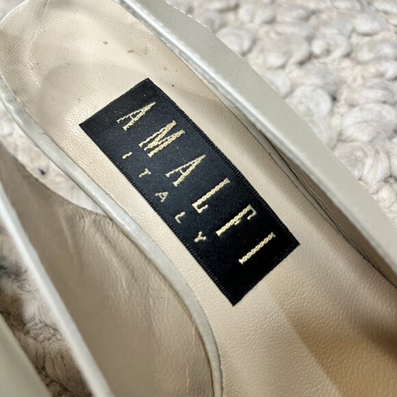 Women's AMALFI ITALY Size 5 Vintage Square Toe Ivory Close Toe Heel Shoe - Picture 6 of 16